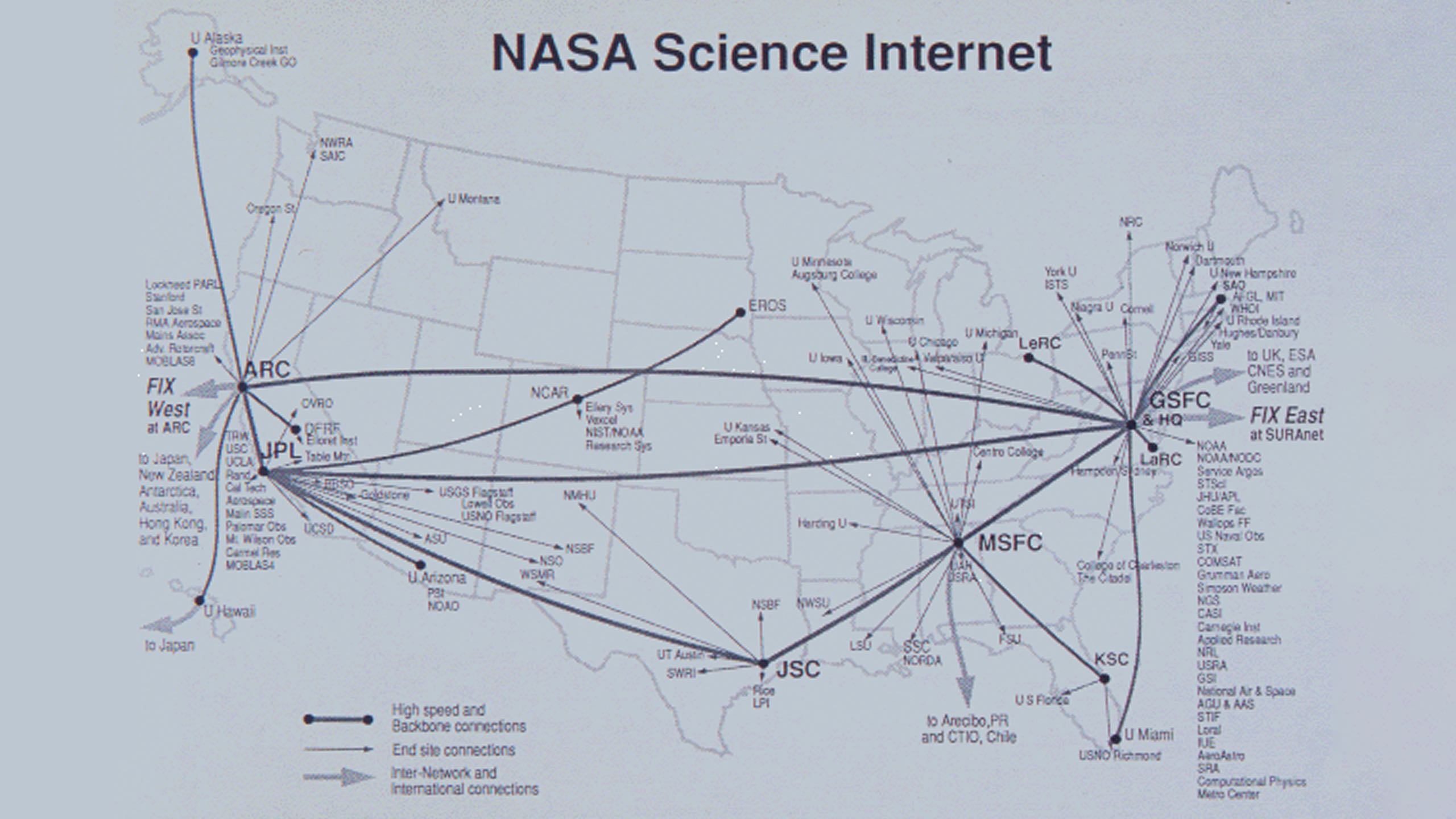 Map of NASA Science Internet Coverage