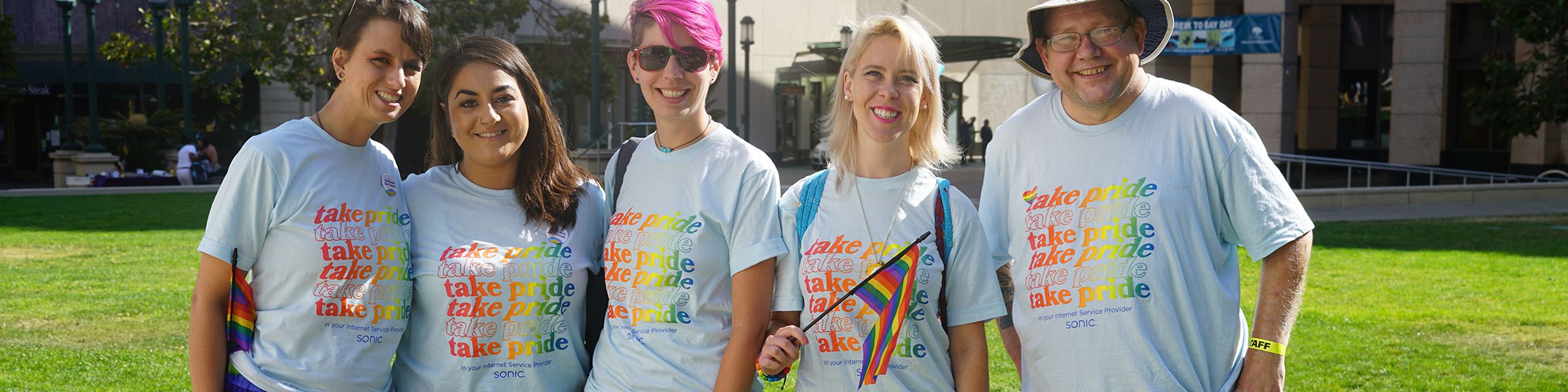 Group of people at a Sonic Pride Event